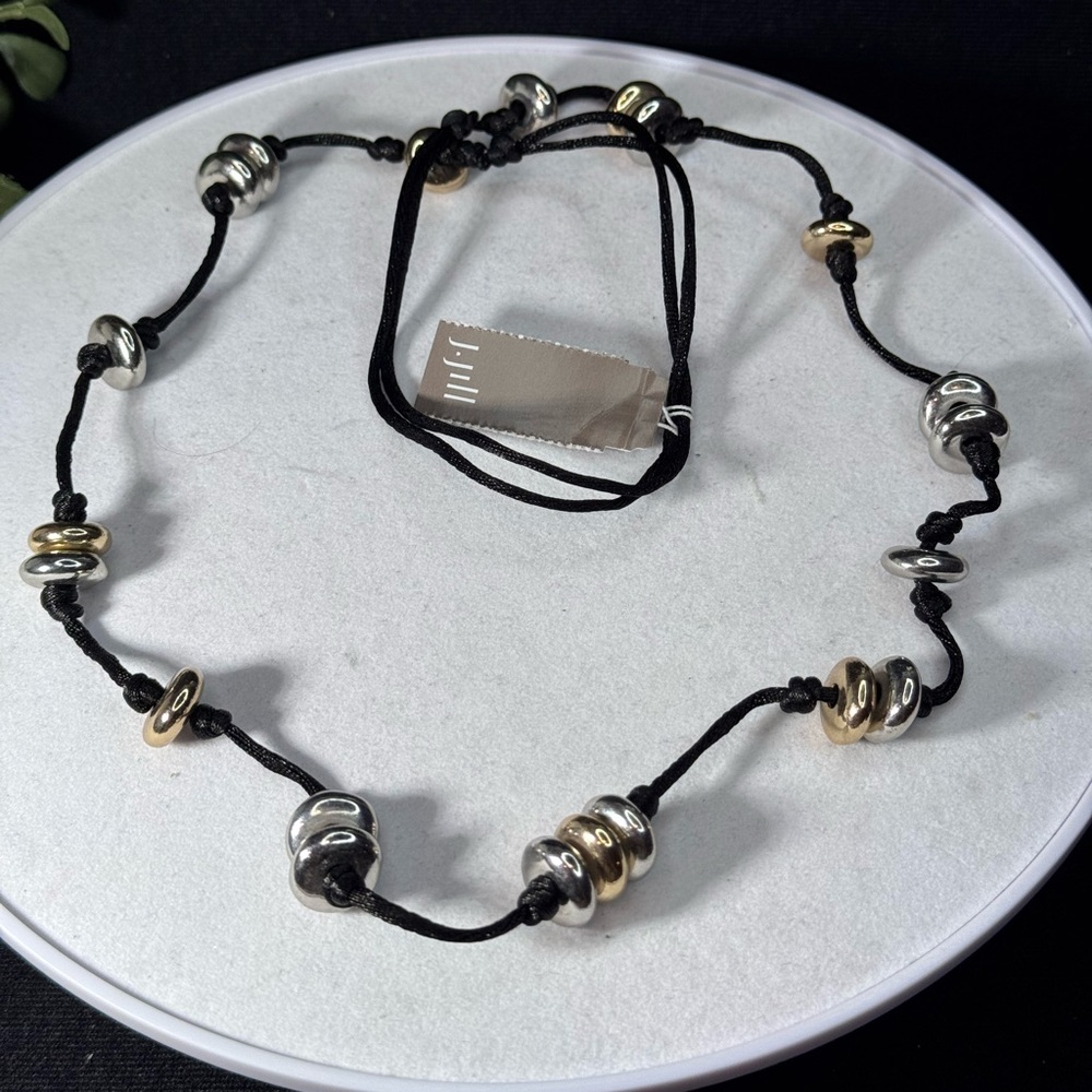 J.Jill Sculpted Mixed-Metal Station Necklace Adjustable Slide Closure